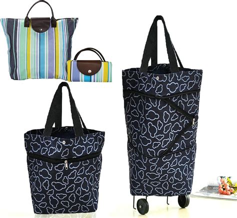 foldable wheeled shopping tote bag.